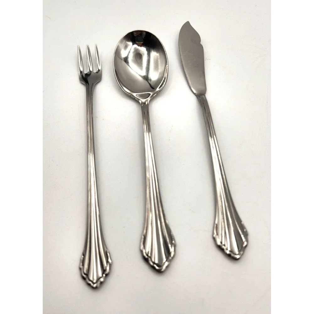 Oneida Community Stainless CLARETTE Serving Pieces - Set of 3 - Sugar Spoon more